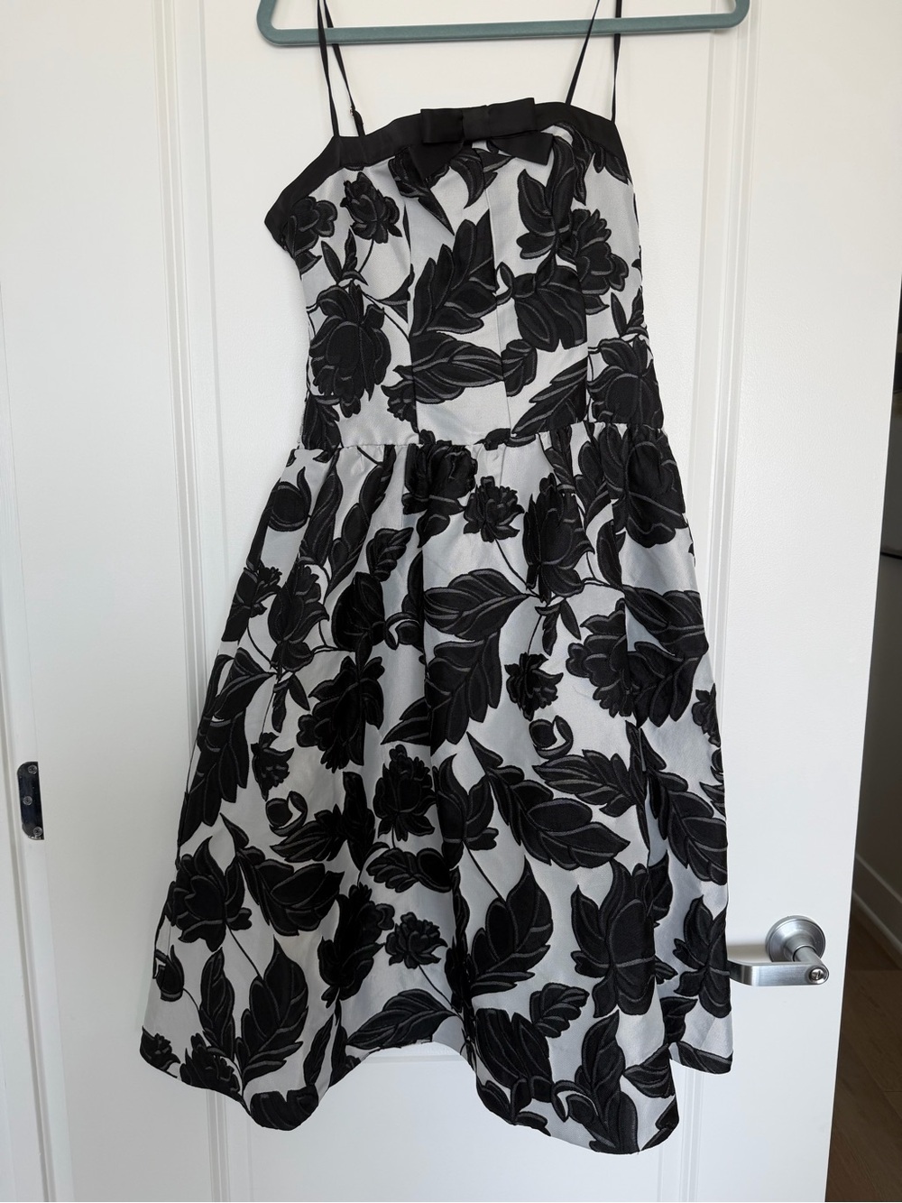 Maeve Black and White Floral Midi Dress